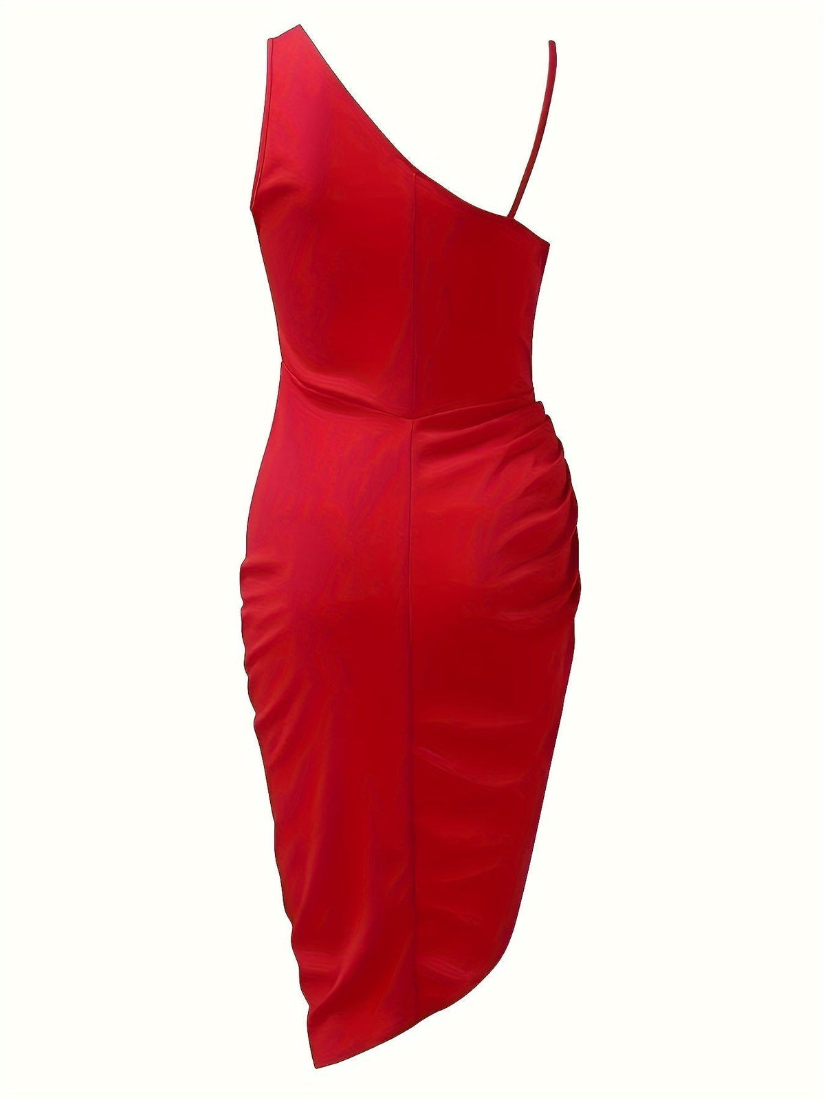 Sequin Panel One Shoulder Asymmetric Ruched Cocktail Midi Dress - View 6