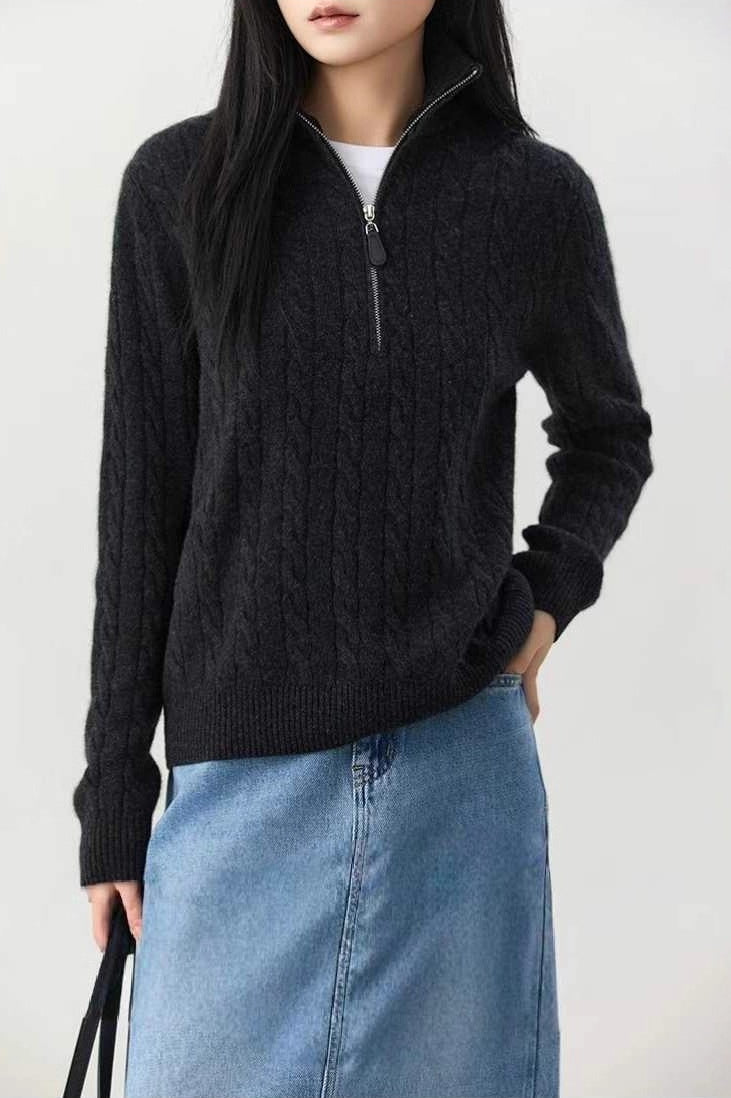 Cable Knit Half Zip Sweater