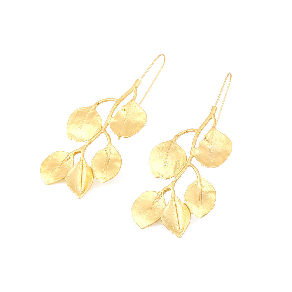 Long Gold Leaf Earrings