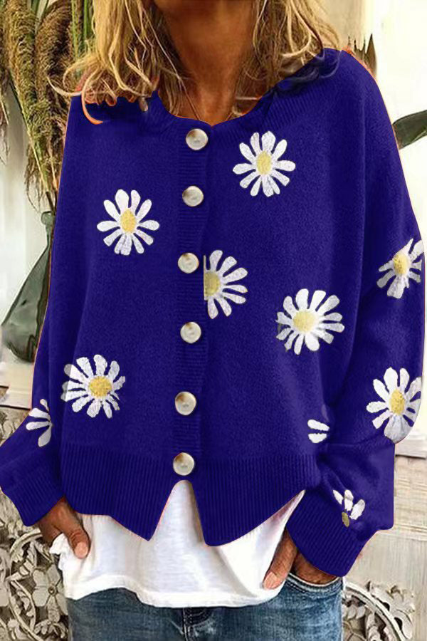 Chrysanthemum Embroidered Cardigan Coat for Elegant Style