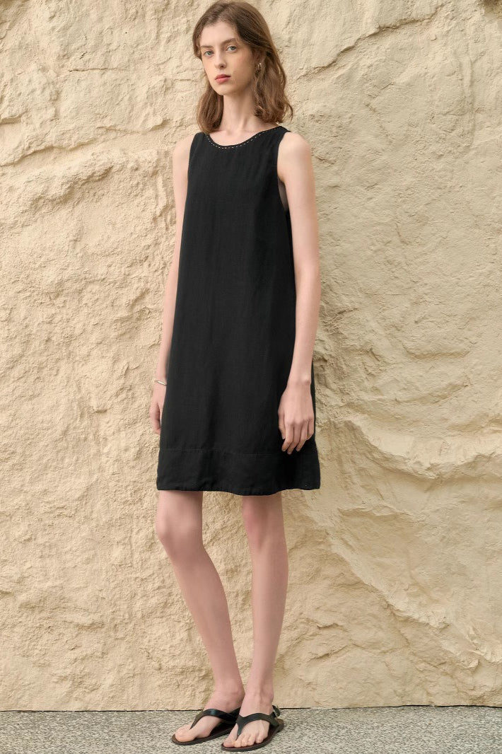 Elegant Tencel Linen Midi Dress