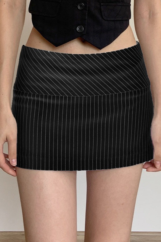 Diagonal Stripe Low Waist Bodycon Mini Skirt