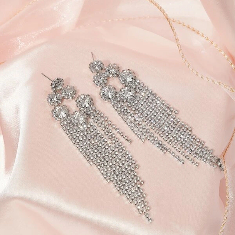 Rhinestone Fringe Earrings