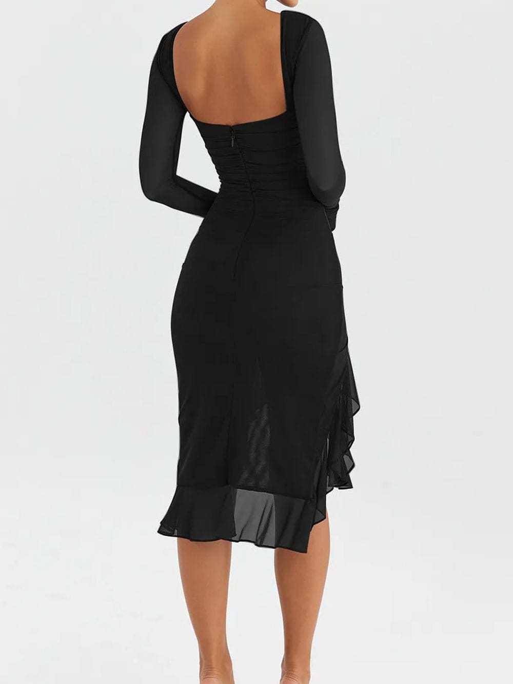 Backless Ruffle Midi - Fashionpara