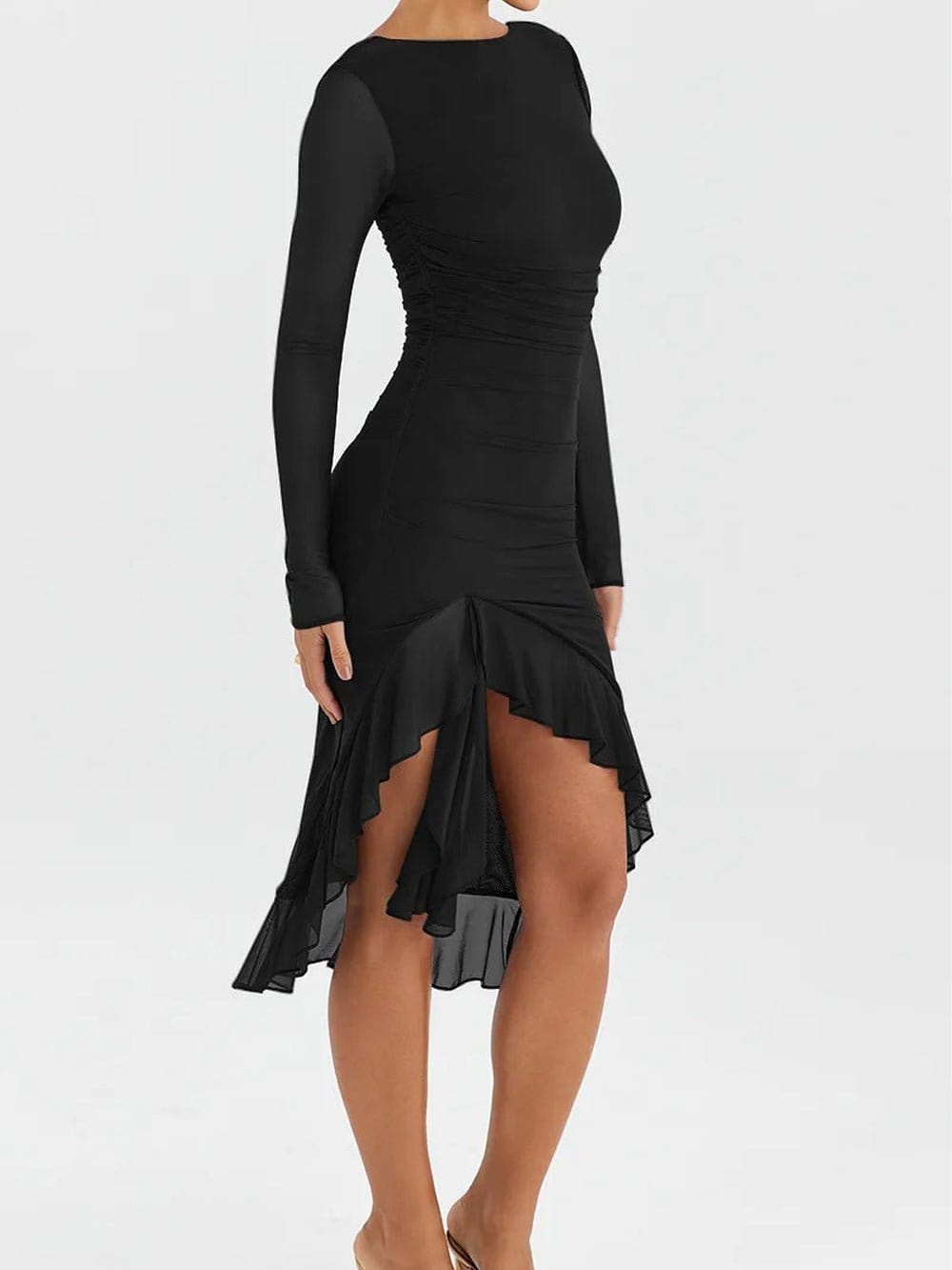 Backless Ruffle Midi - Fashionpara