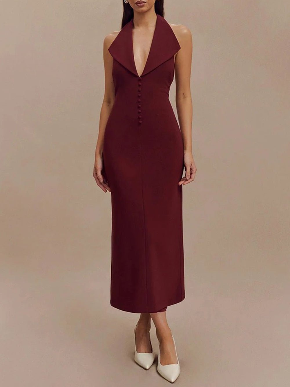 Backless Sleeveless Midi - Fashionpara