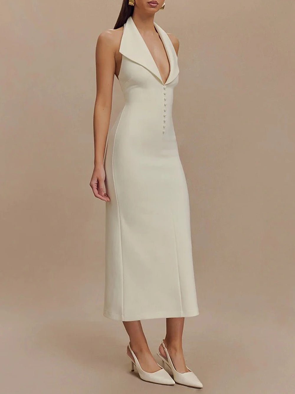 Backless Sleeveless Midi - Fashionpara
