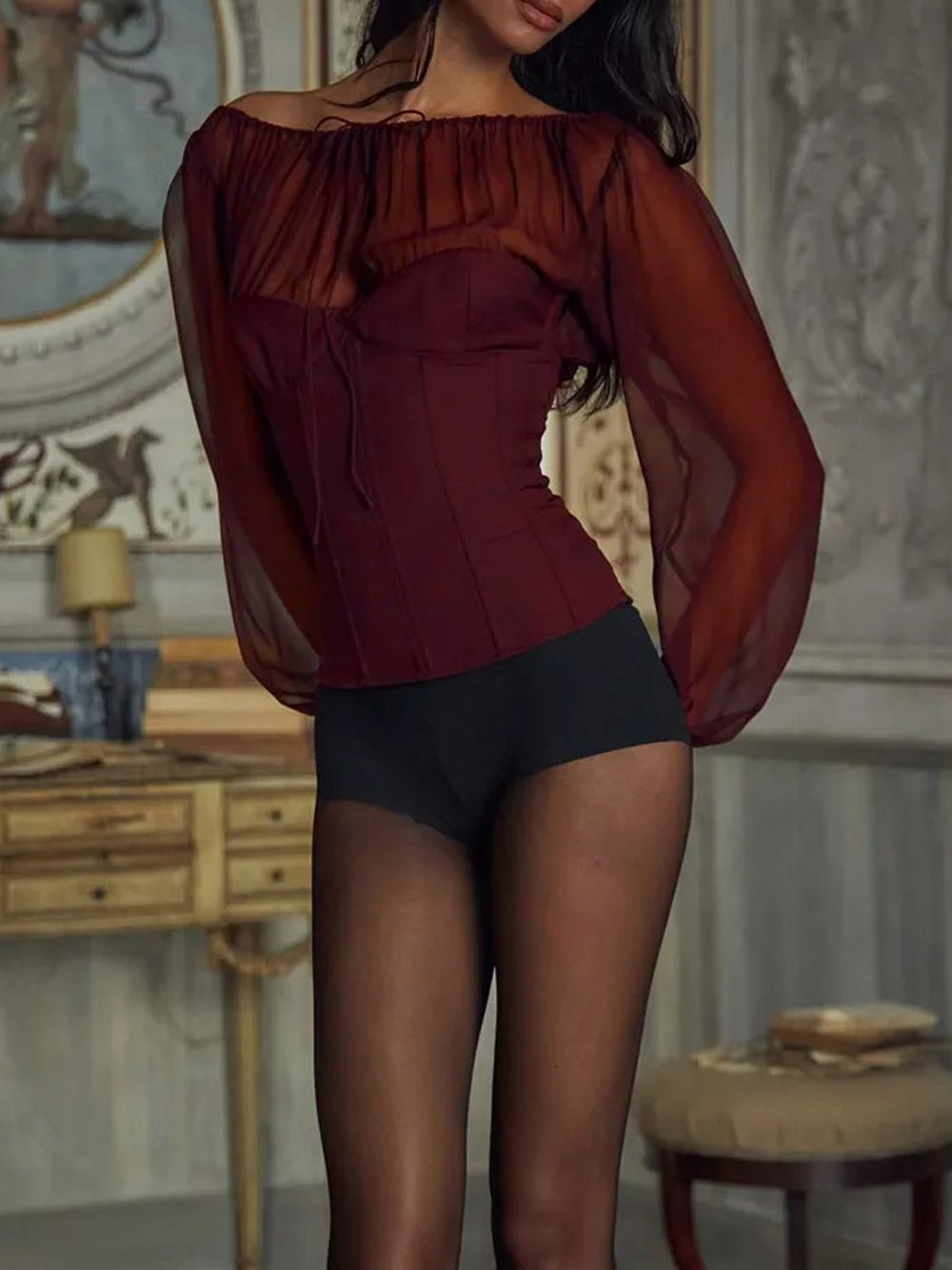 Backless Chiffon Shirt - Fashionpara