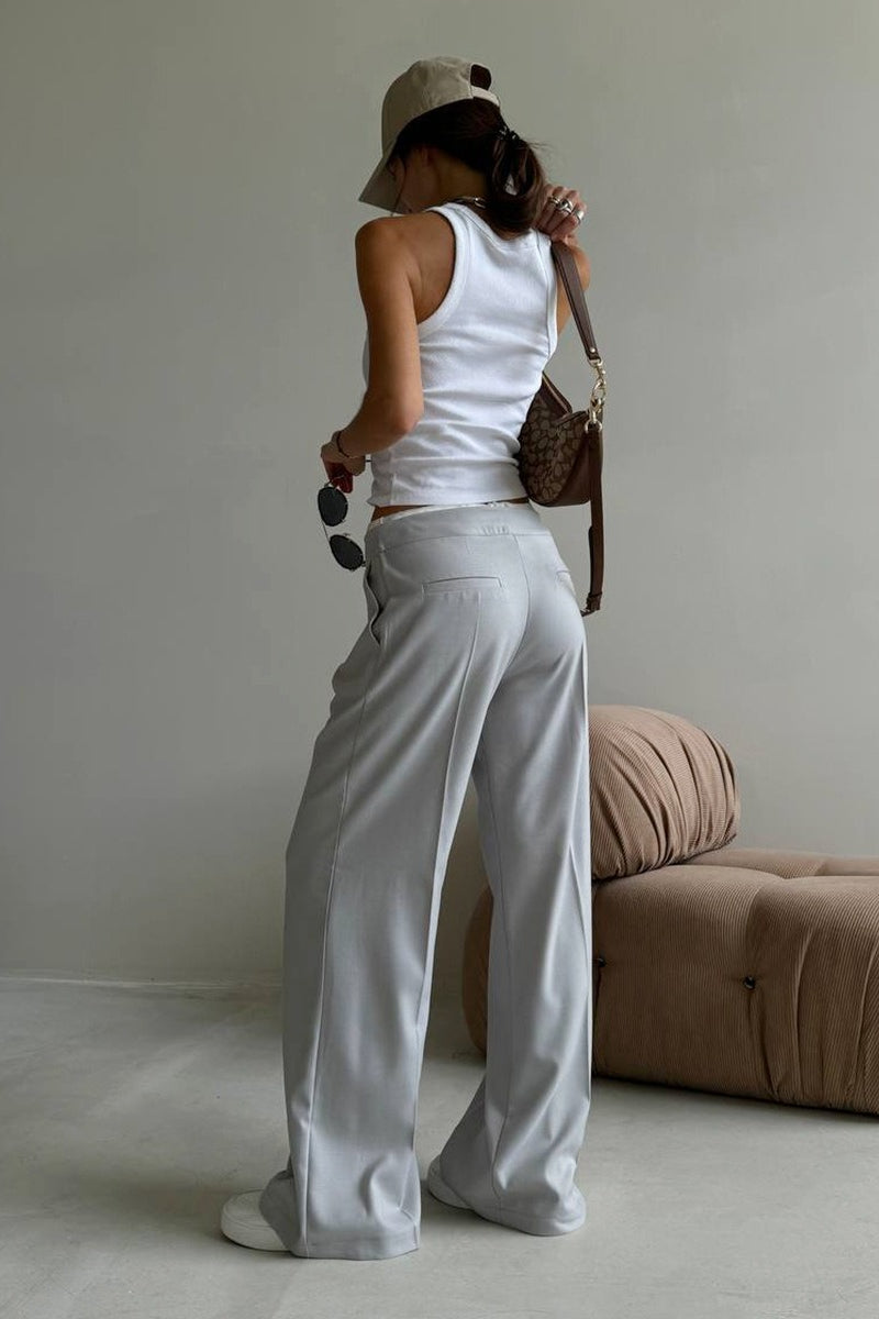 Tie Waist Two Piece Look Trousers Pants