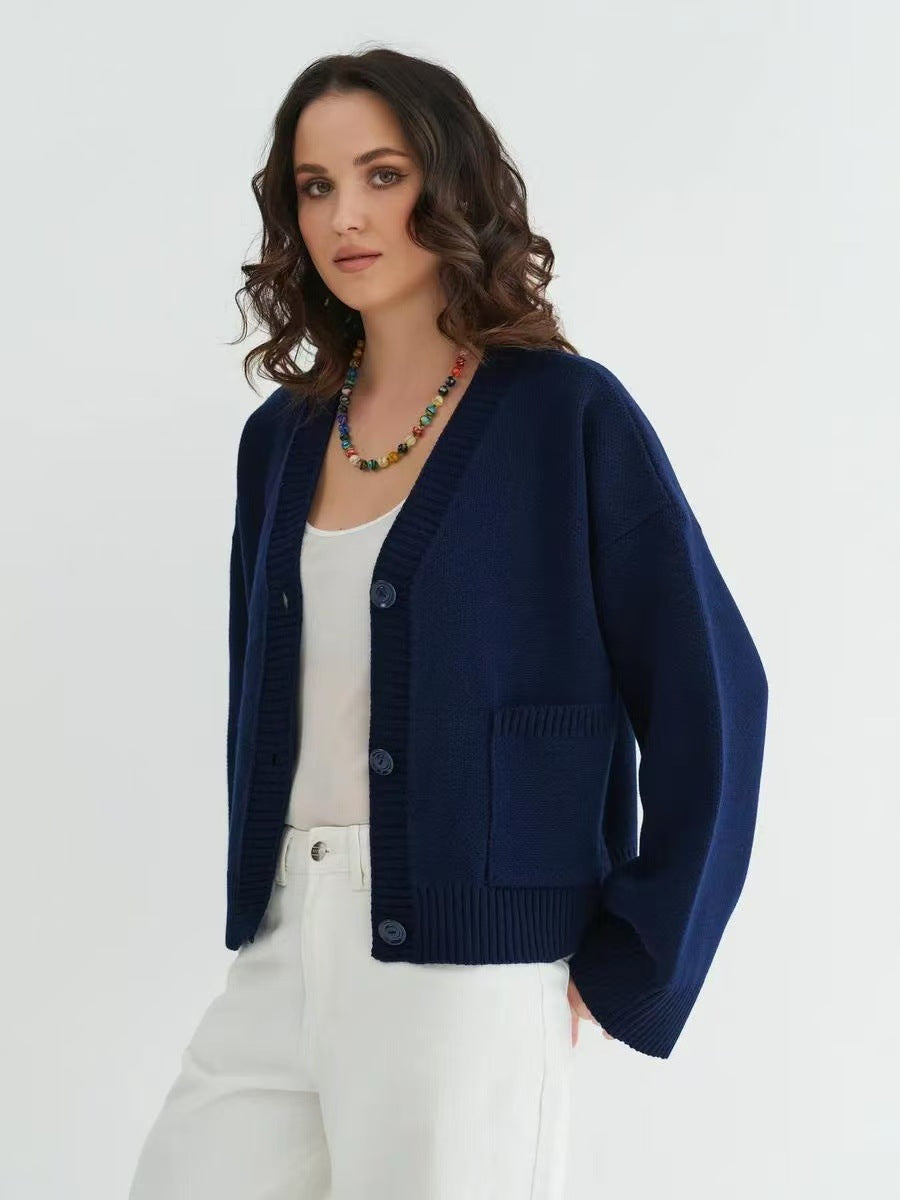 Stylish V-Neck Pocket Knit Cardigan for Effortless Chic