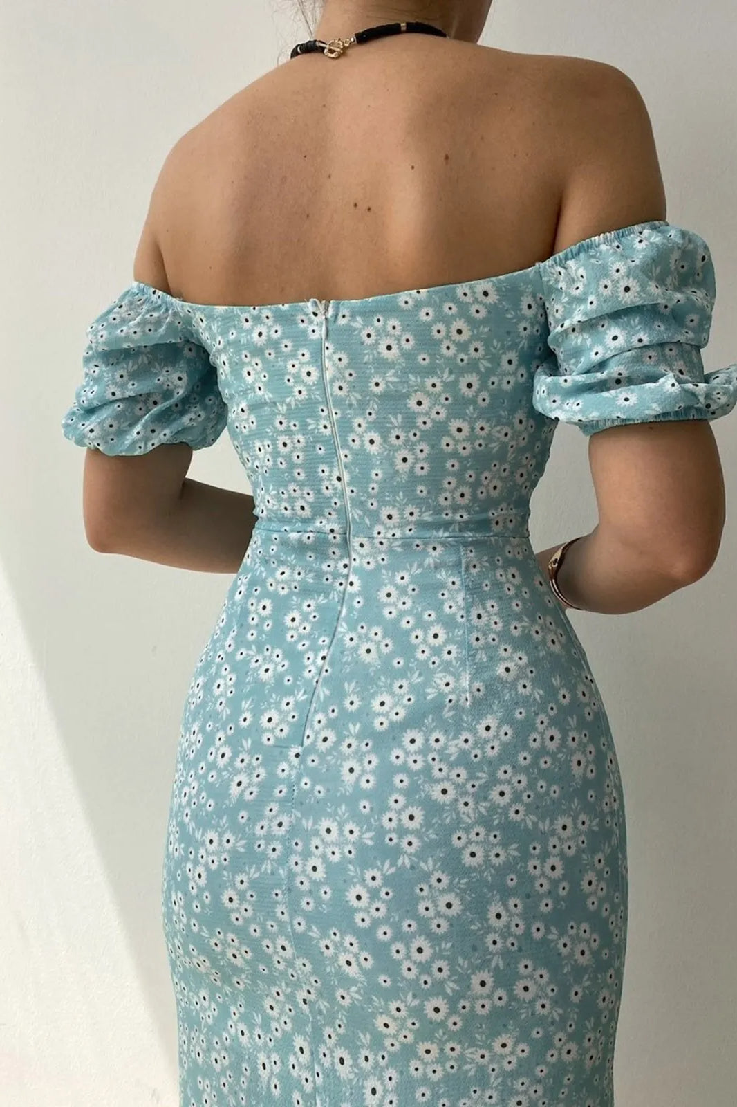 Chiffon Wrap Slit Floral Dress - View 2