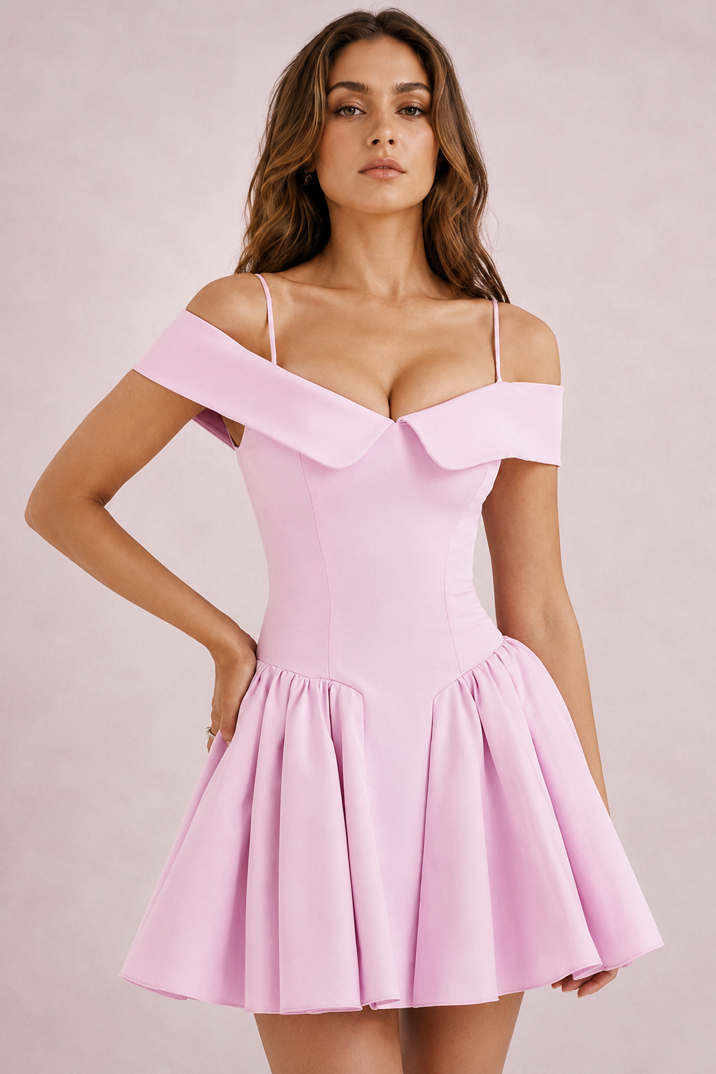 Off Shoulder Sweetheart Drop Waist Full Skirt Mini Dress 5