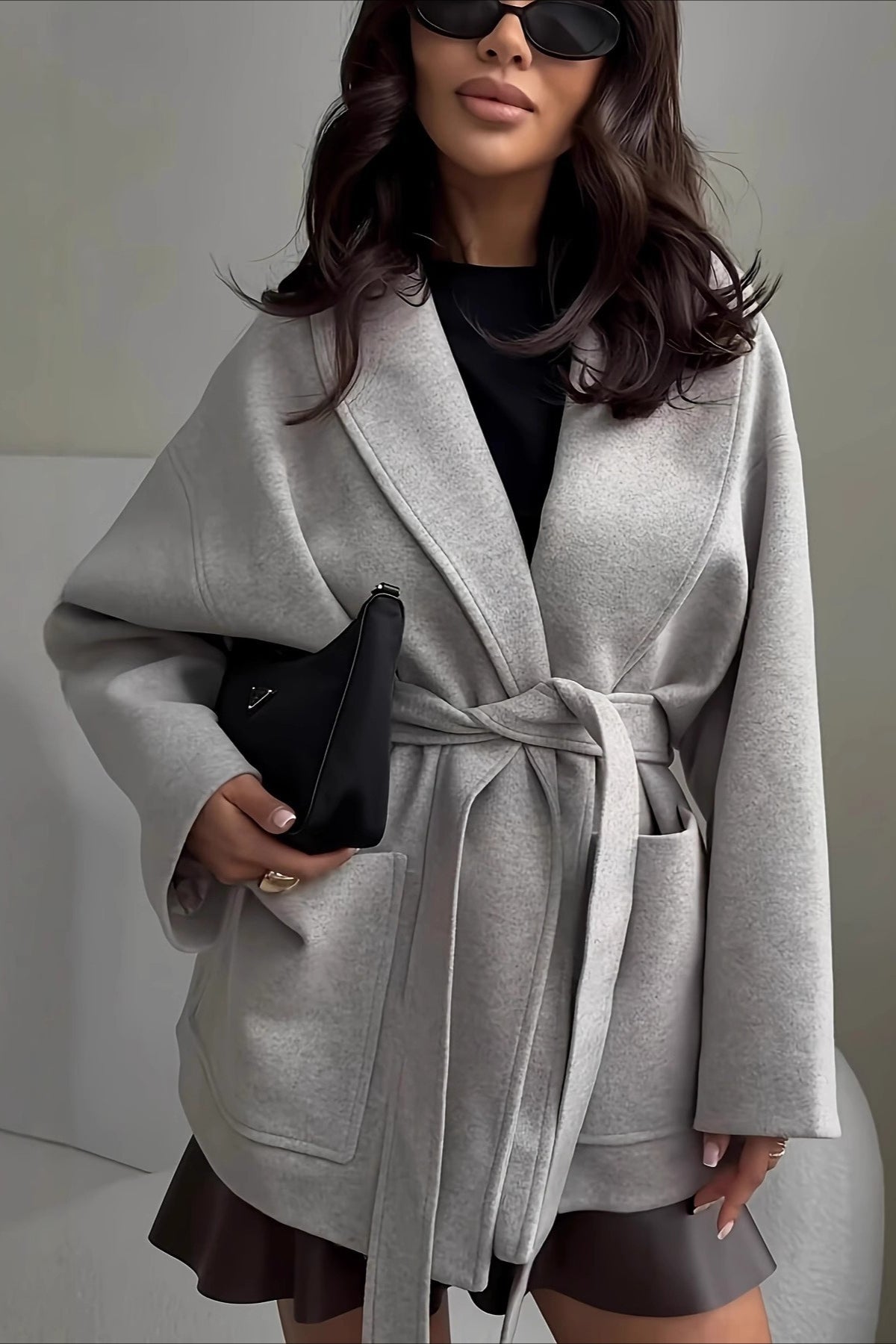 Belted Wool Blend Long Coat for Elegant Winter Style