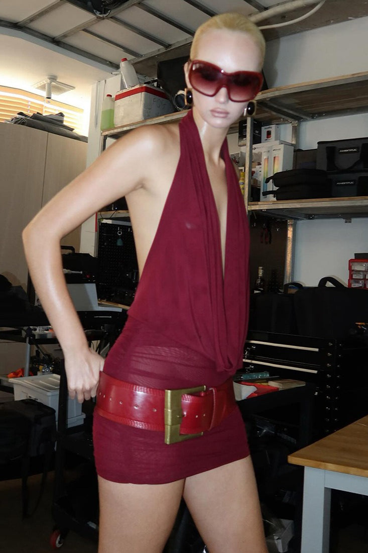 Sexy Halter Deep V Mini Dress