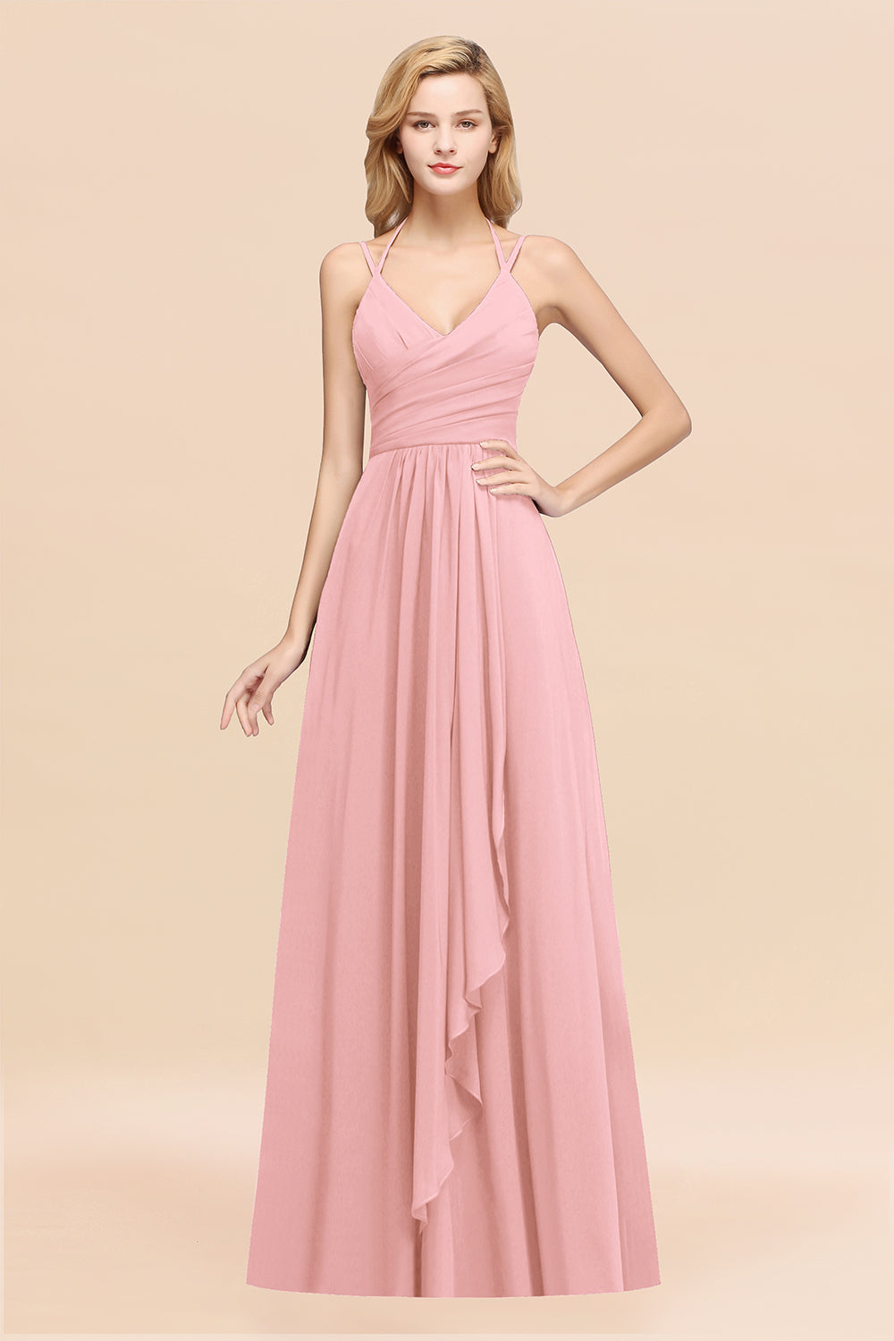 Affordable Chiffon Burgundy Bridesmaid Dresses With Spaghetti Straps - Fashionpara
