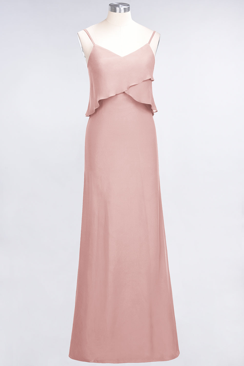 Affordable Spaghetti-Straps V-Neck Burgundy Chiffon Bridesmaid dresses - Fashionpara