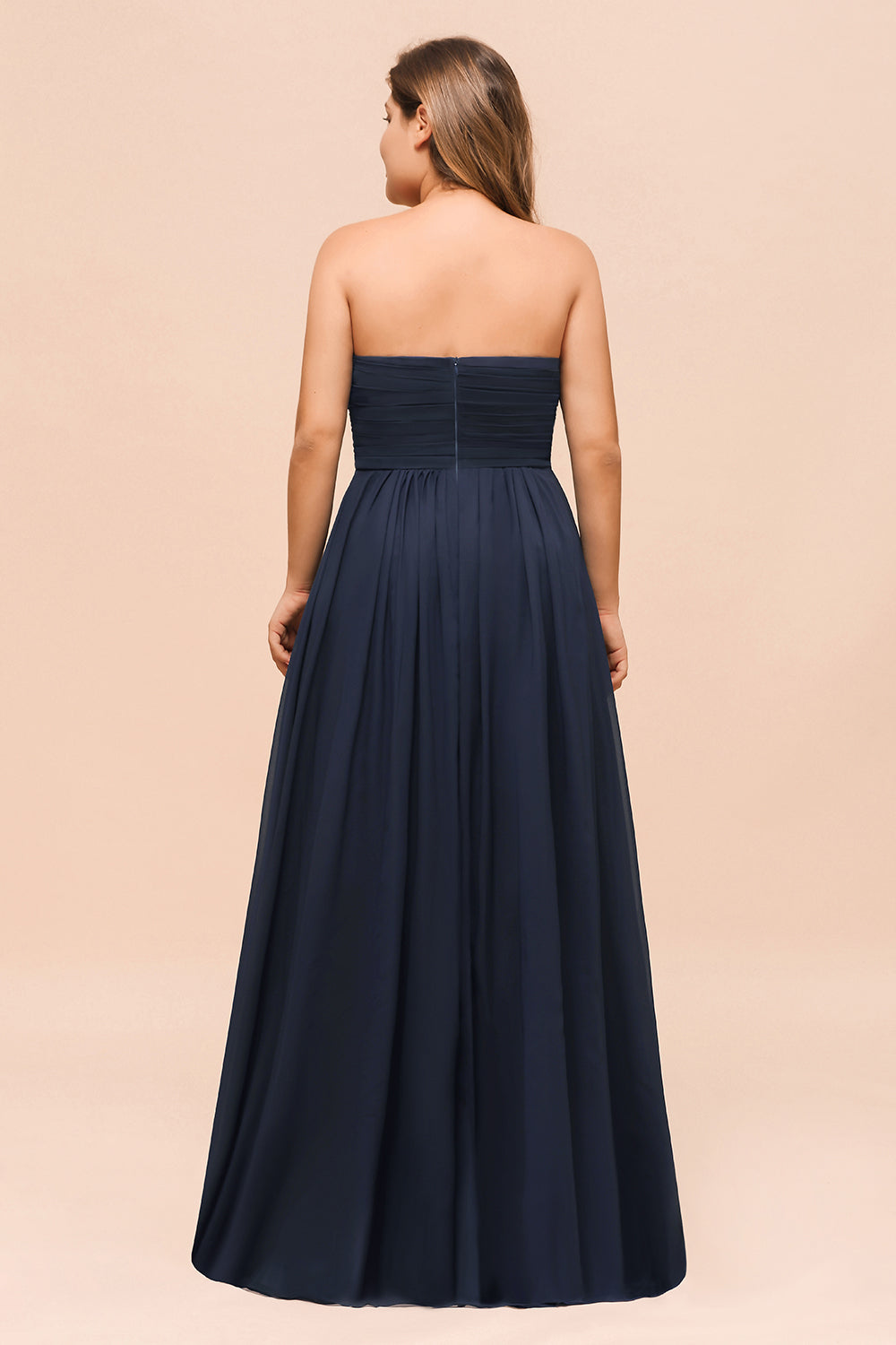Affordable Strapless Sweetheart Long Bridesmaid Dresses with Ruffle - Fashionpara