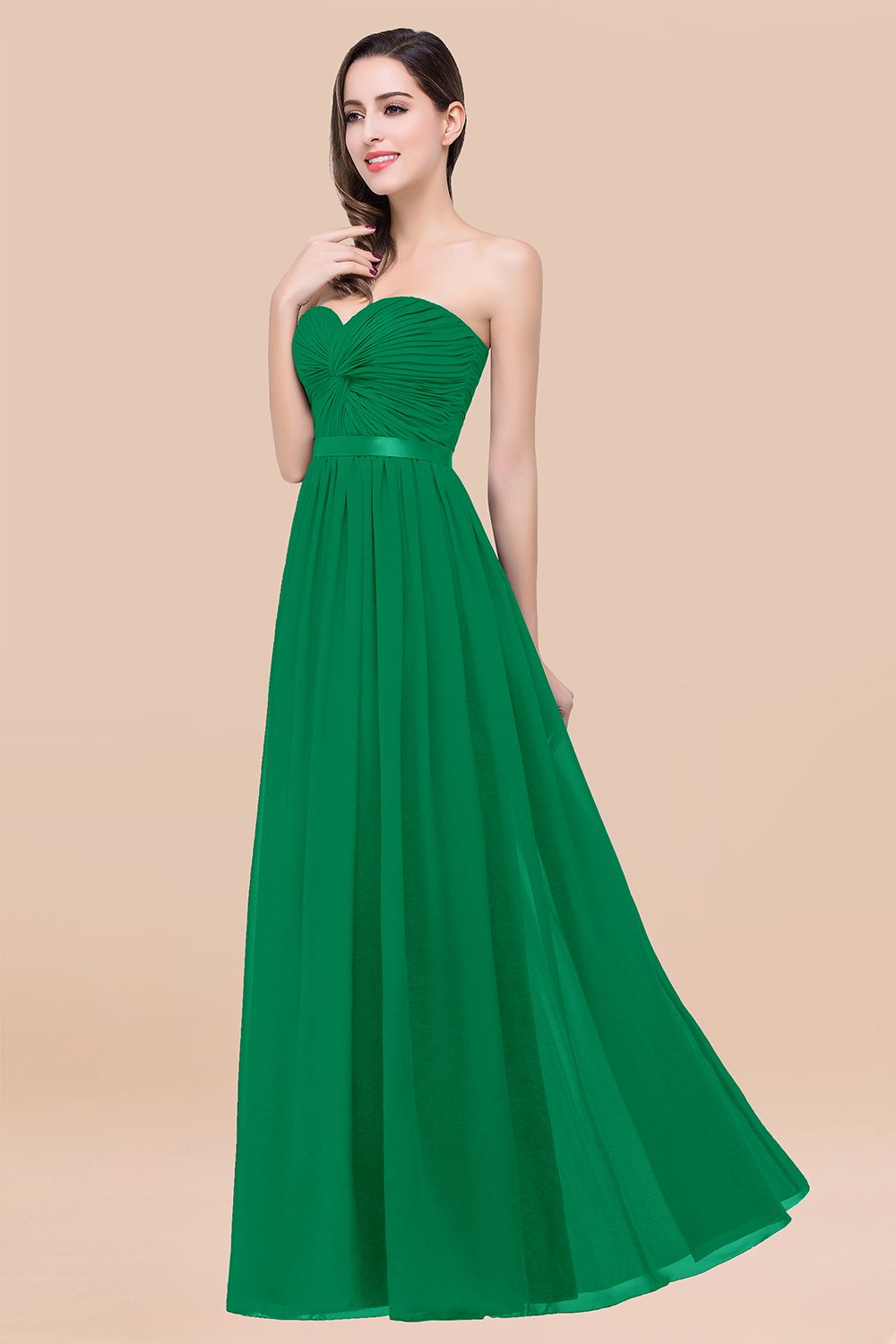 Affordable Sweetheart Ruffle Navy Chiffon Bridesmaid Dresses With Ribbon