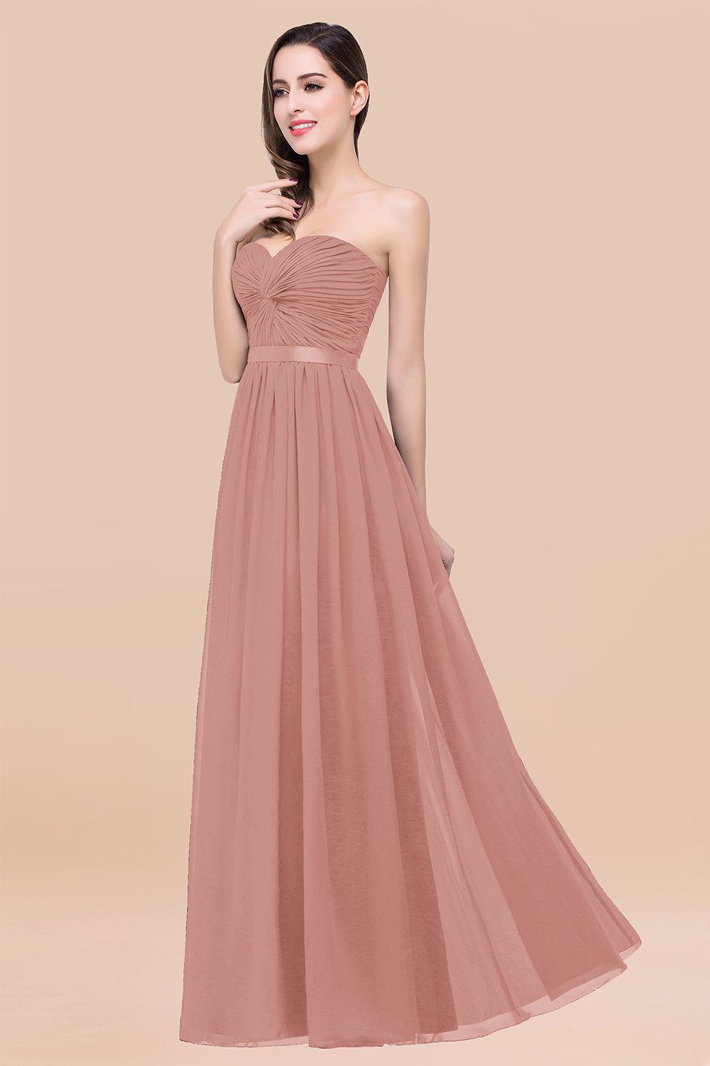Affordable Sweetheart Ruffle Navy Chiffon Bridesmaid Dresses With Ribbon