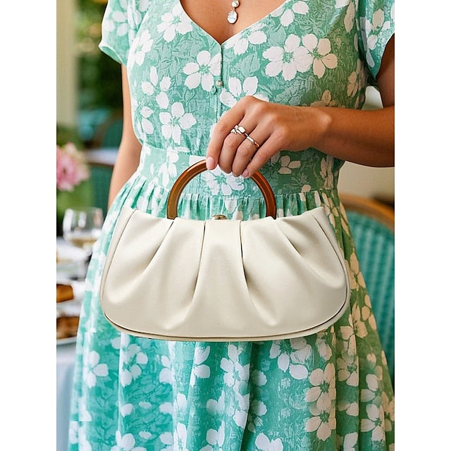 Clutch Faux with Bag Leather Acrylic Tote Pleated