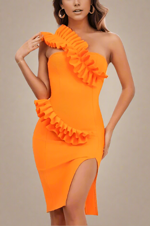 Aimee Bodycon Dress - Apricot Orange - Fashionpara