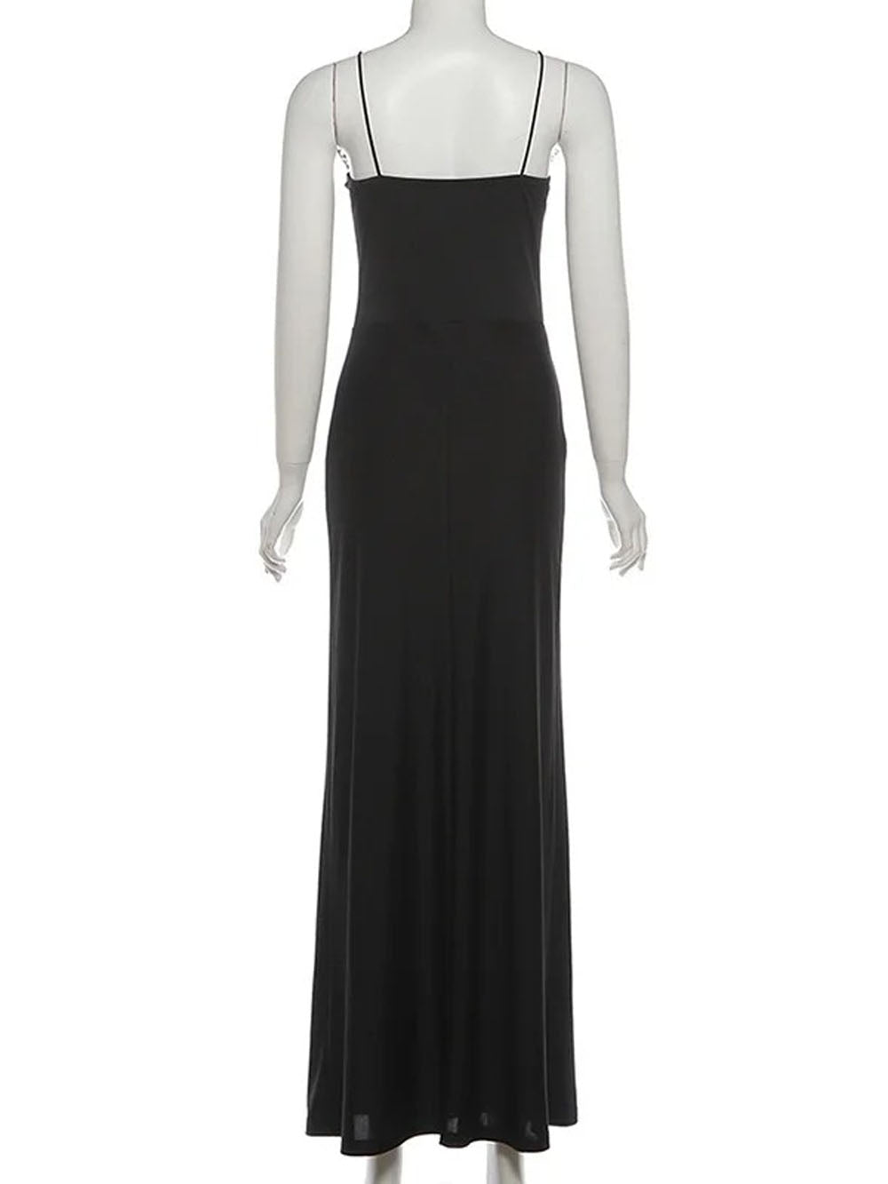 Alessia Lace Spaghetti Maxi Dress in Black - View 2