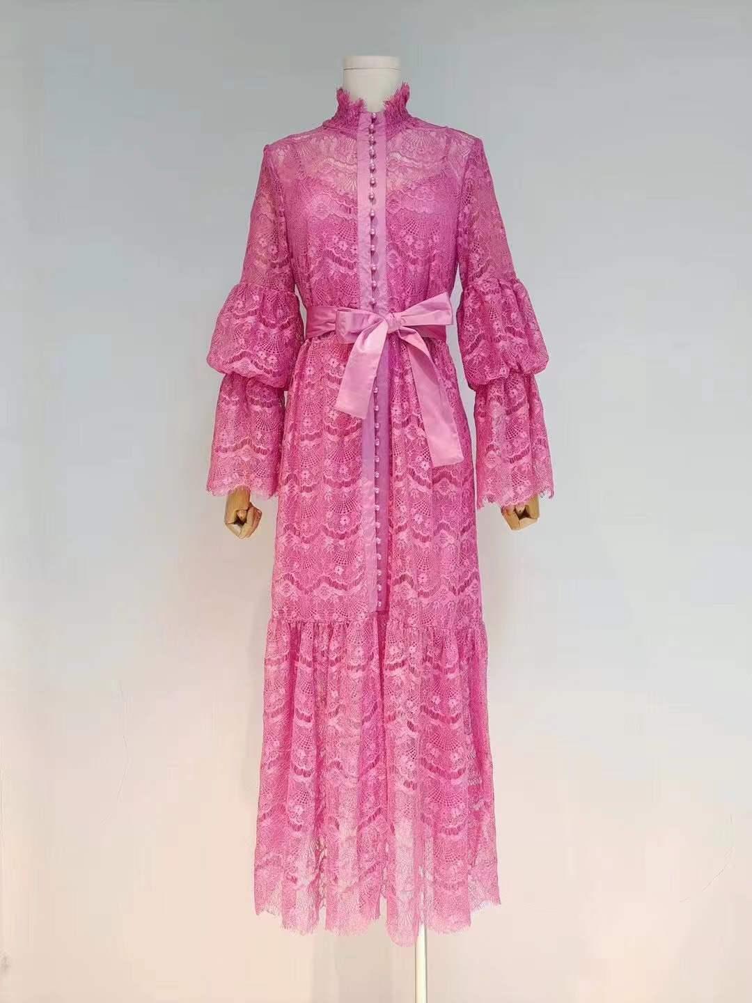 KittenAlarm - Alexine Layered Flounce Sleeves Eyelet Dress