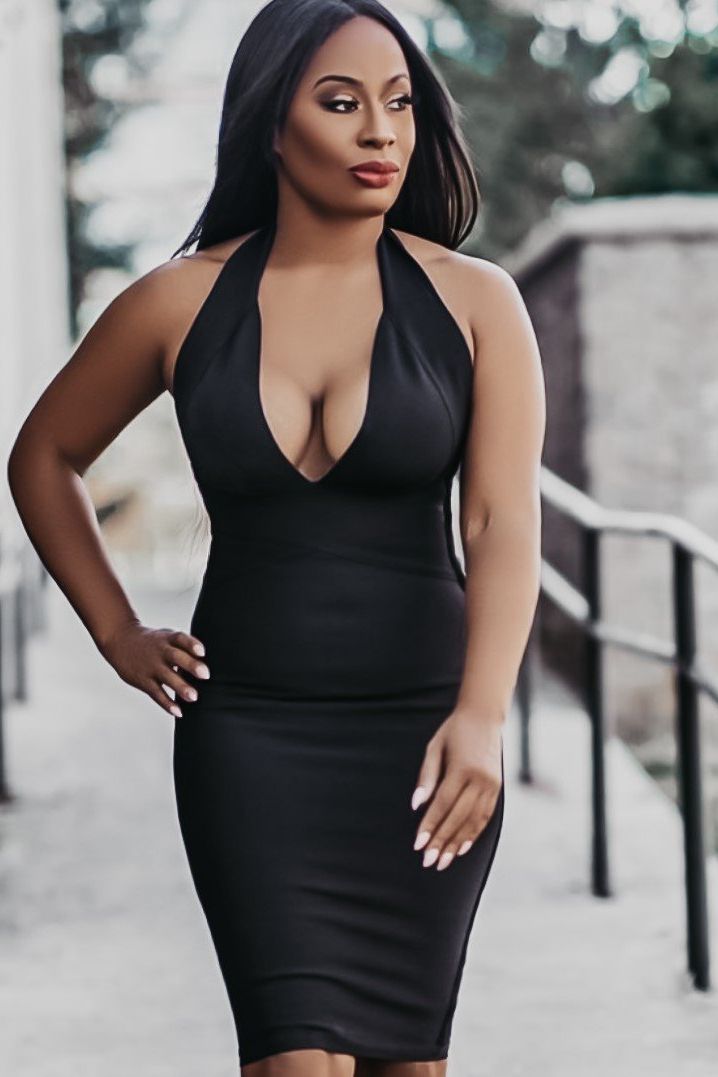 Ali Bandage Midi Dress - Classic Black - Fashionpara