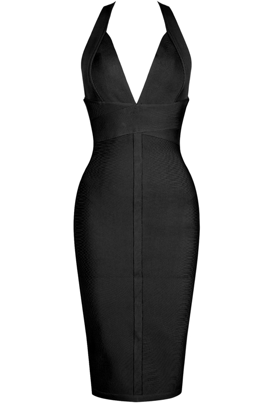 Ali Bandage Midi Dress - Classic Black - Fashionpara