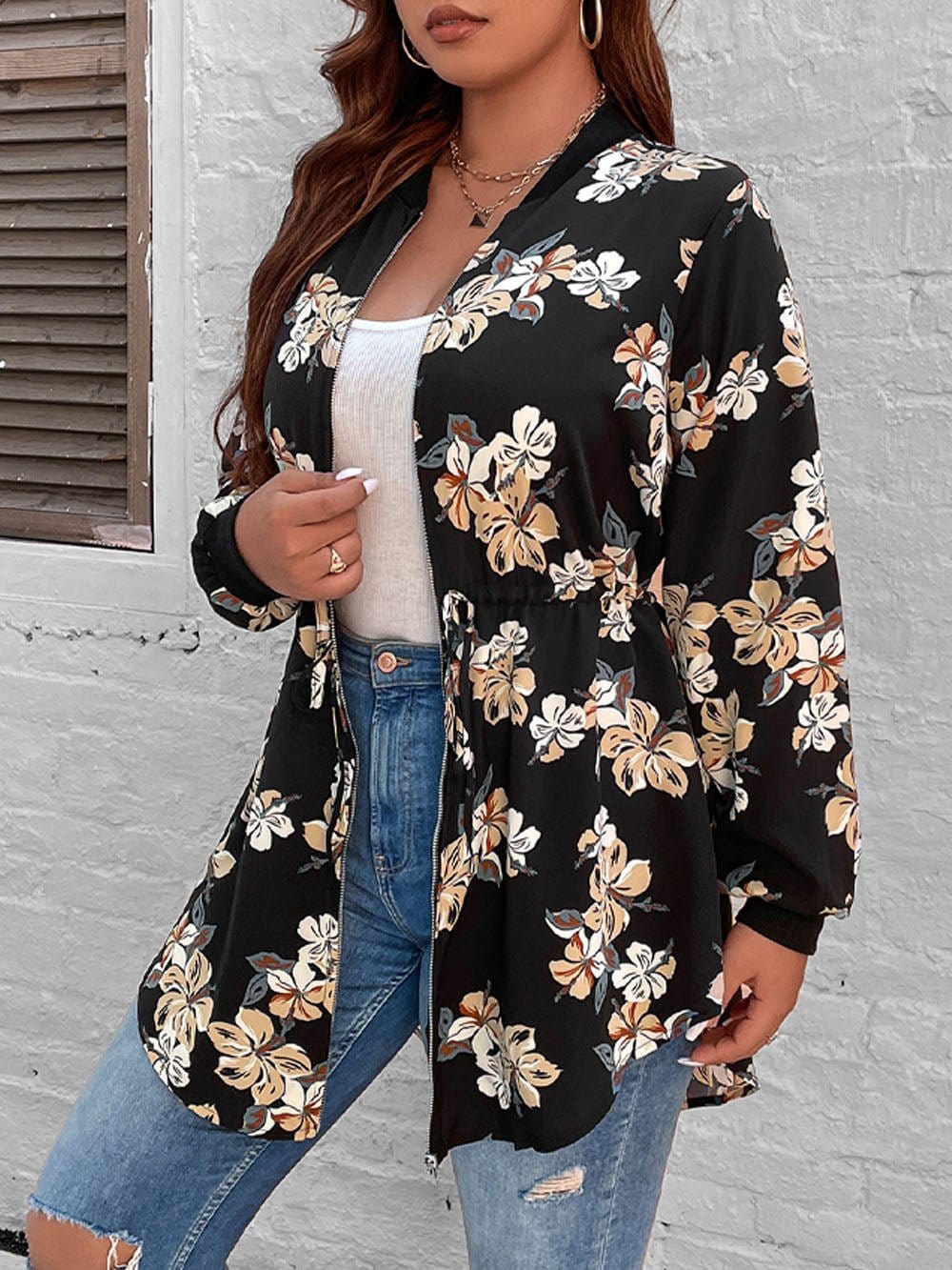 Trench Floral Jacket - Fashionpara