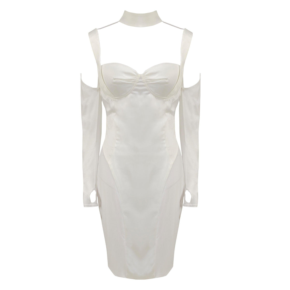 Satin Sweetheart Bustier Bodycon Midi Dress