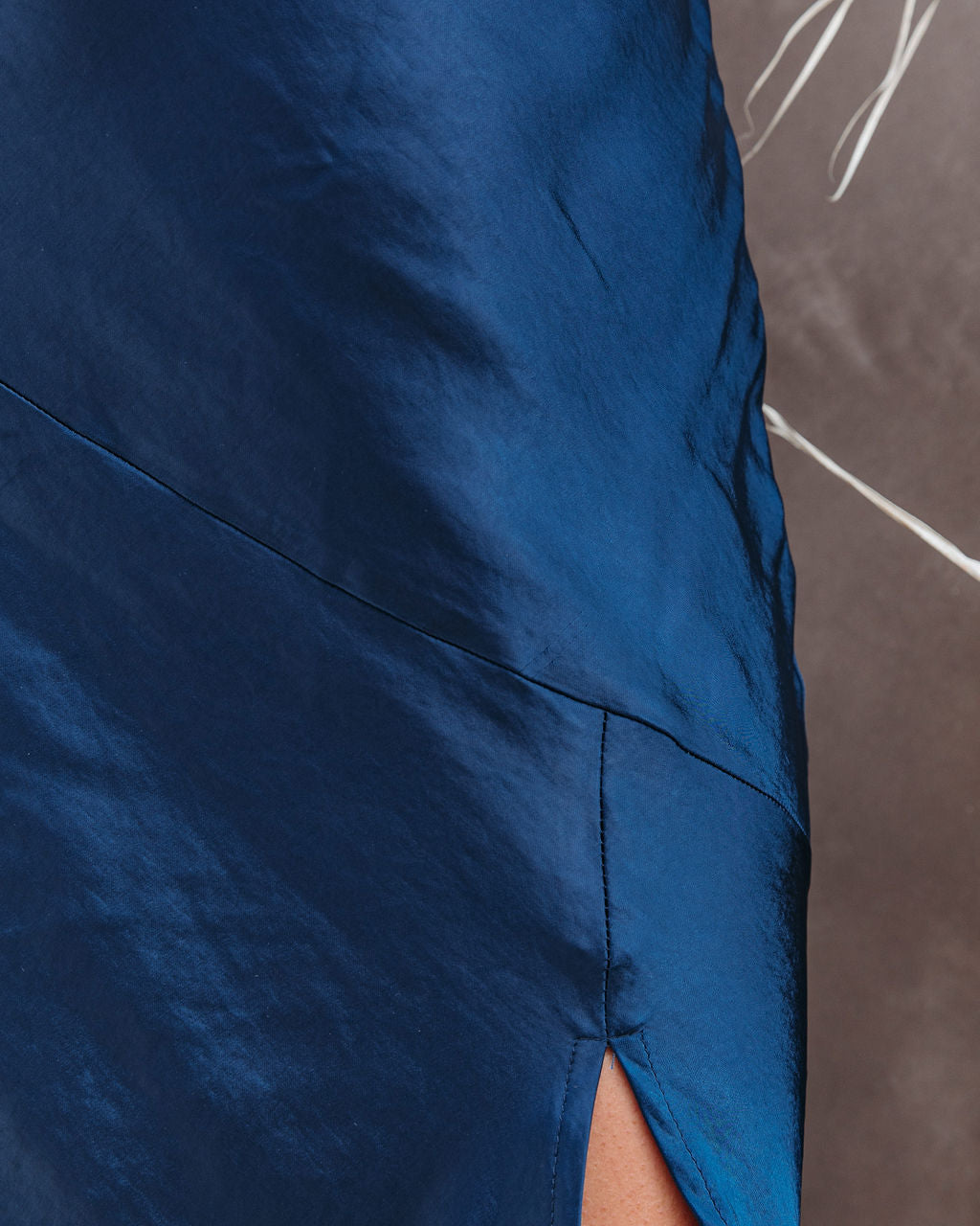 Satin V-Neck Spaghetti Strap Slip Midi Dress
