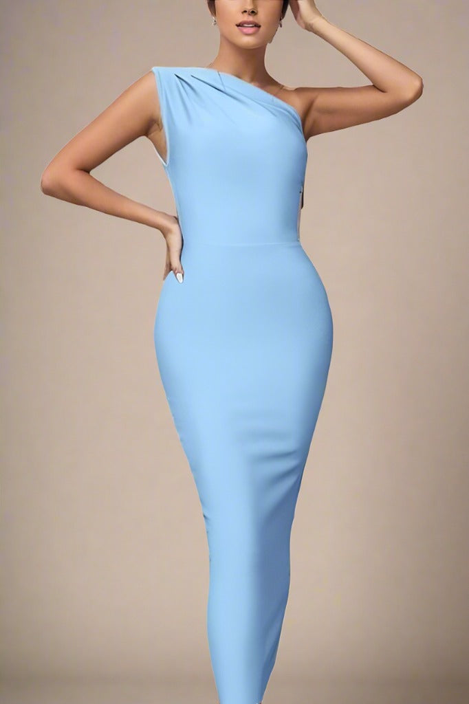 Ally Bodycon Midi Dress - Baby Blue - Fashionpara