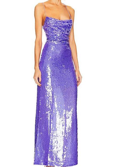KittenAlarm - Althea Sleeveless Drape Neck Backless with Lace Up Maxi Dress