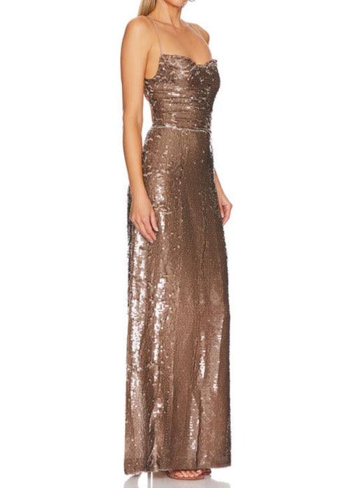 KittenAlarm - Althea Sleeveless Drape Neck Backless with Lace Up Maxi Dress