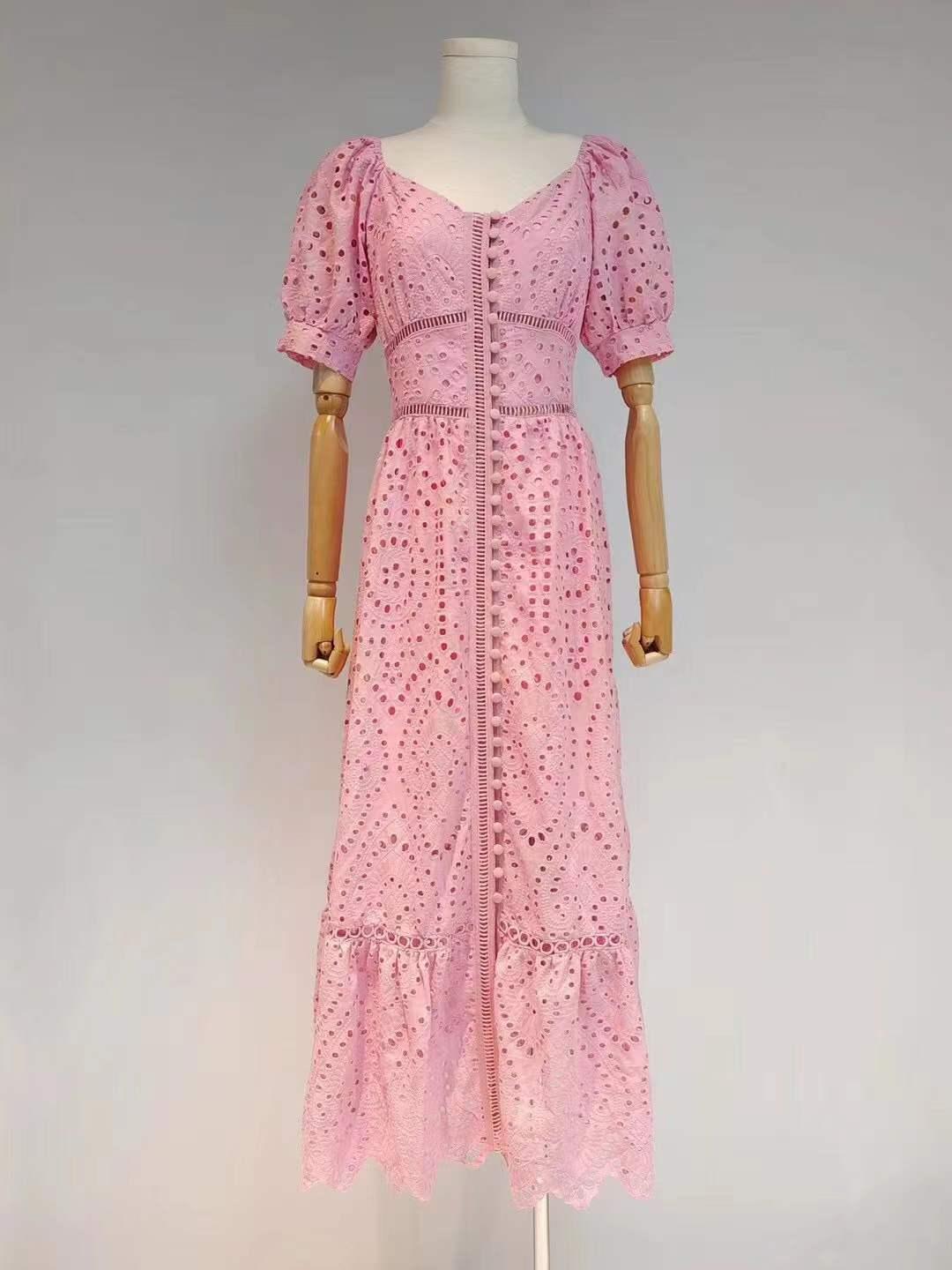KittenAlarm - Alvar Puff Sleeves Eyelet Dress