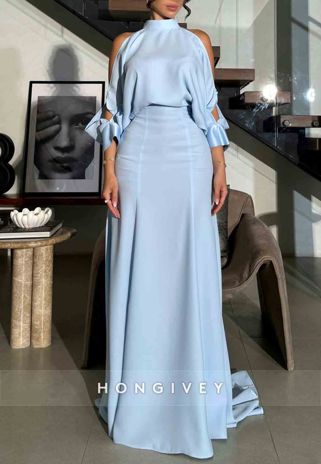 Off-Shoulder Floor-Length Guest of Wedding Chiffon Halter Pleated Evening Gowns