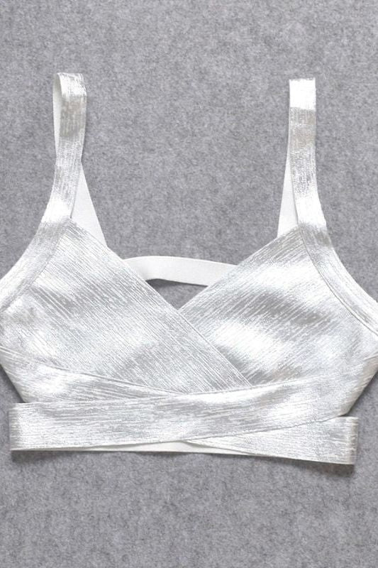 Ang Bandage Crop Top - Silver - Fashionpara