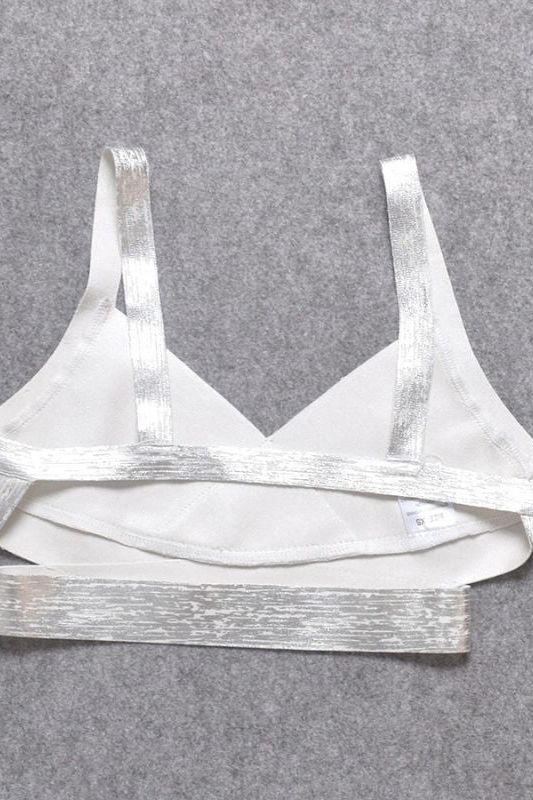 Ang Bandage Crop Top - Silver - Fashionpara