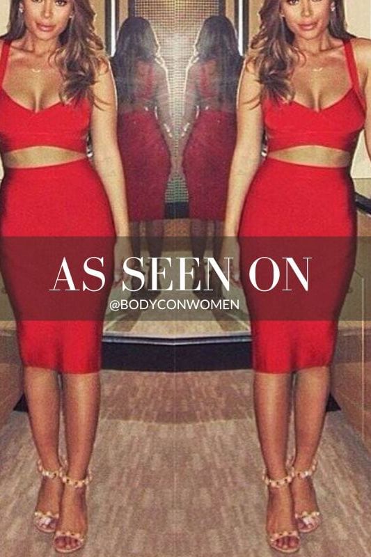Ang Bandage Top and Knee Length Skirt Set - Pearl White - Fashionpara