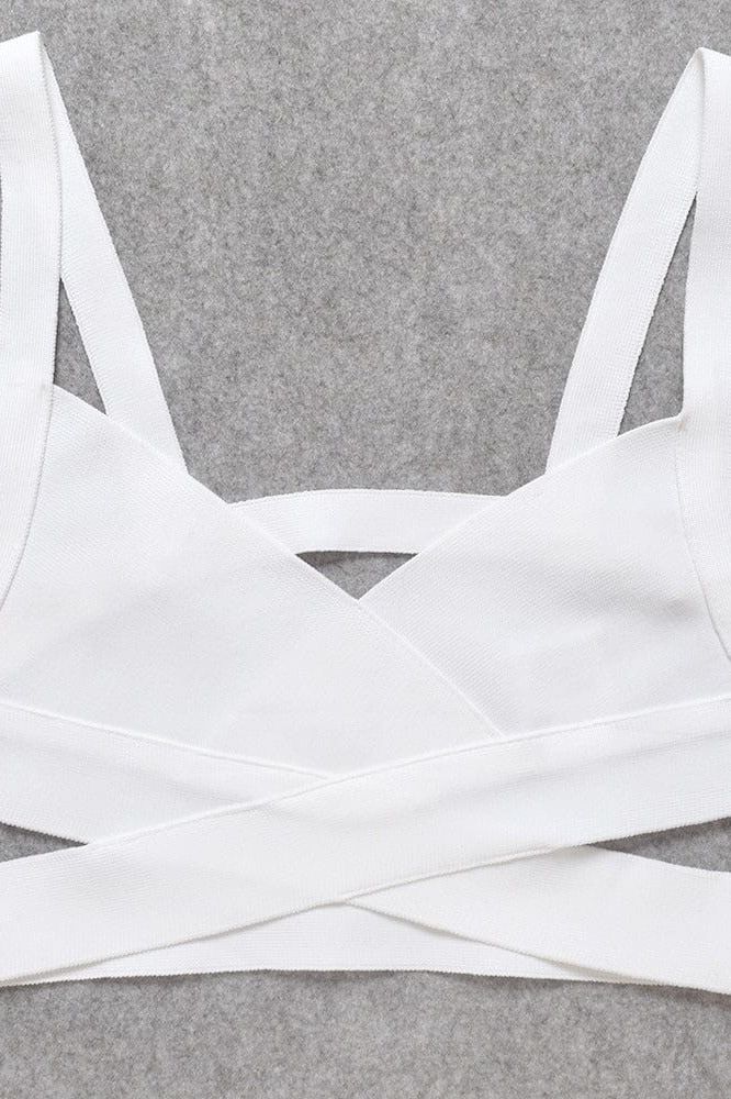 Ang Bandage Top and Mini Skirt Set - Cream - Fashionpara