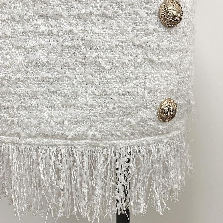 KittenAlarm - Angela Tweed Tassel Trim Skirt