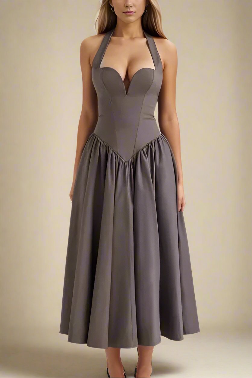 Anita Bodycon Midi Dress - Steel Grey - Fashionpara