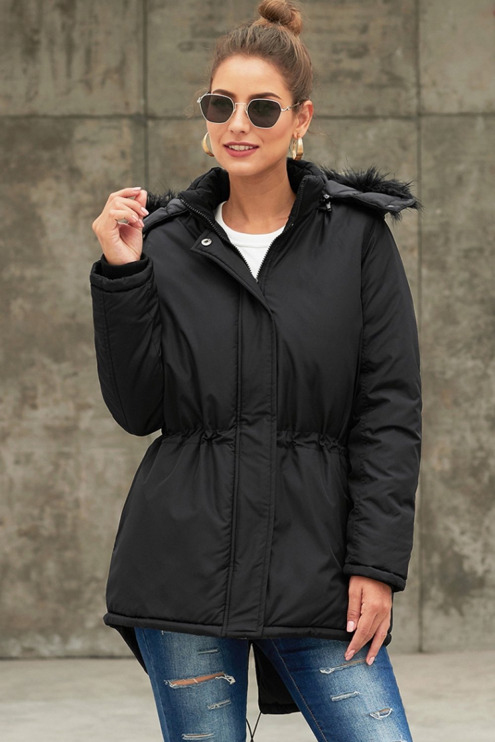 Anteroposterior Asymmetry Cotton Hooded Coat for Style