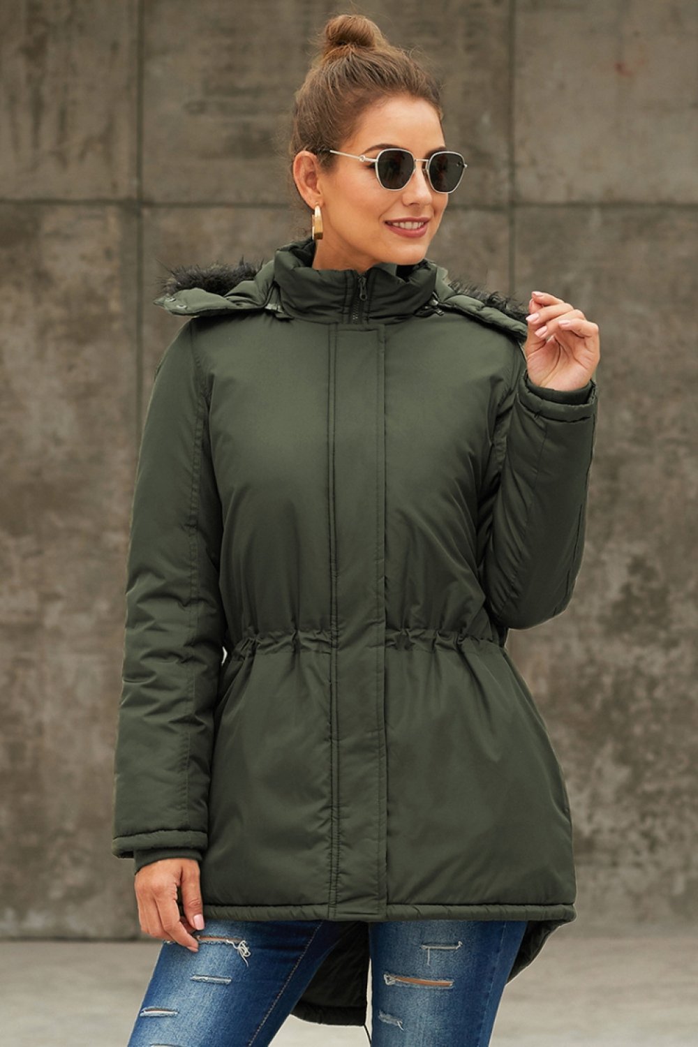 Anteroposterior Asymmetry Cotton Hooded Coat for Style
