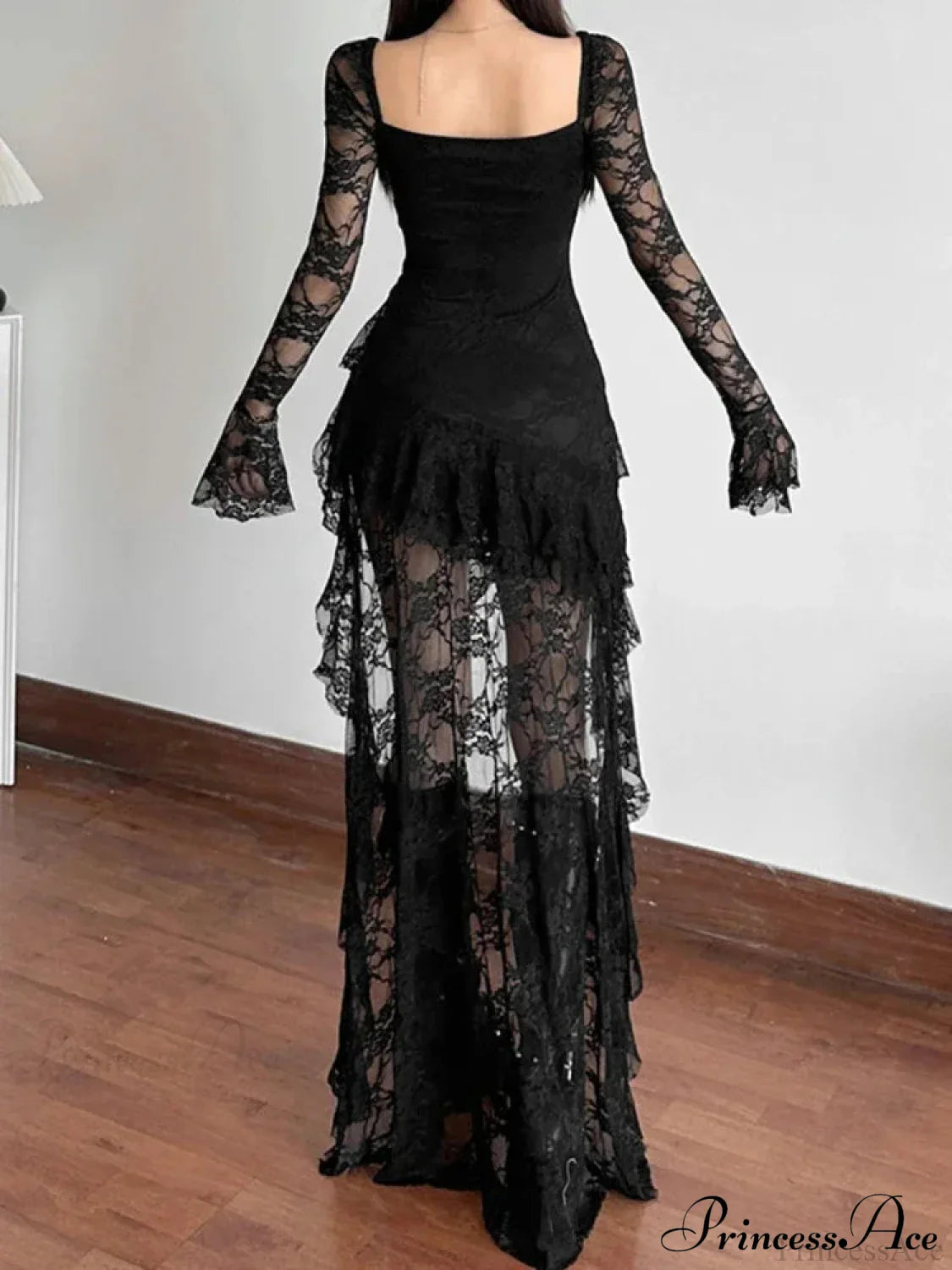 Antique Transparent Bodice Midi Dress