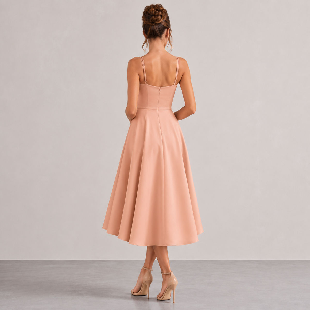Sweetheart Double Strap Fit and Flare Midi Dress 15