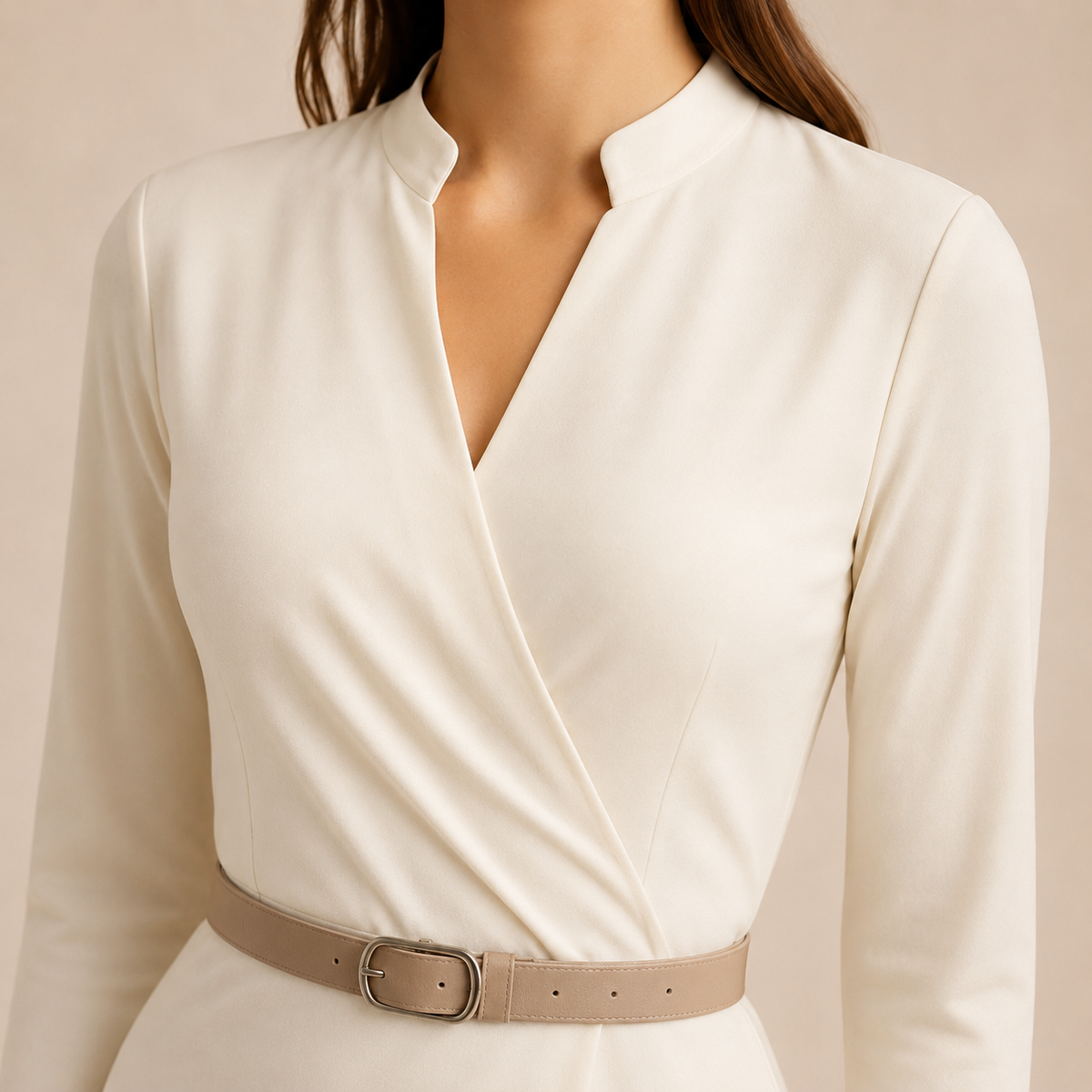 Long Sleeve Belted Wrap Sheath Midi Dress 8