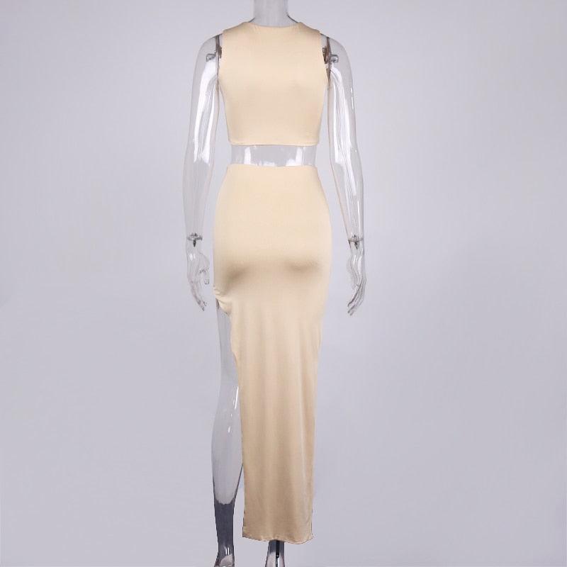 KittenAlarm - April Tank Top & High Waist Asymmetric Hem Skirt Set