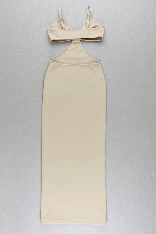 Aria Bodycon Day Maxi Dress - Cream - Fashionpara